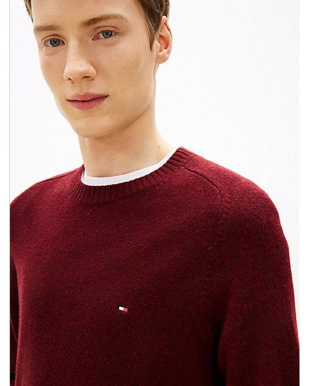 Tommy Hilfiger Red Pure Lambswool Crew Neck Jumper for men