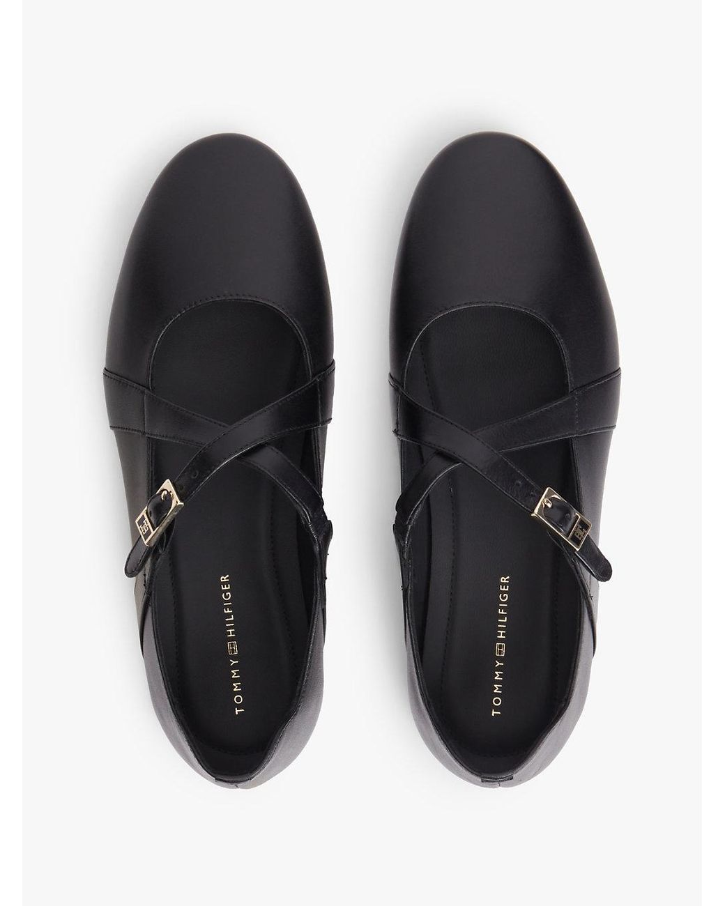 Tommy Hilfiger White Crossover Strap Leather Mary Janes