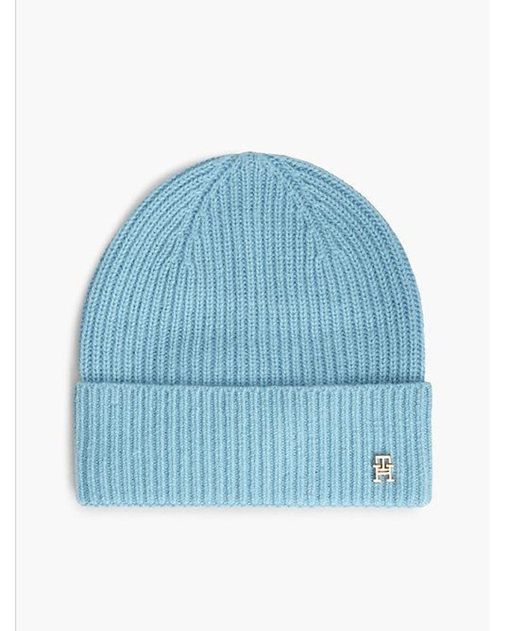 Tommy Hilfiger Blue Pure Cashmere Th Monogram Plaque Beanie