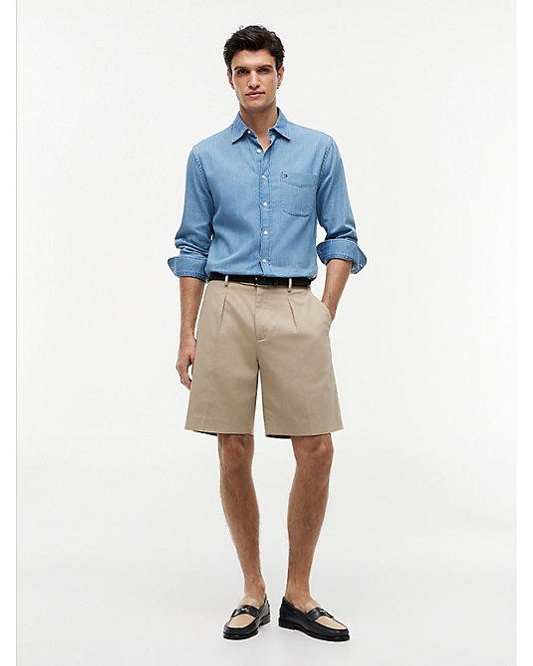 Tommy Hilfiger Blue New York Label Relaxed Shorts With Linen for men