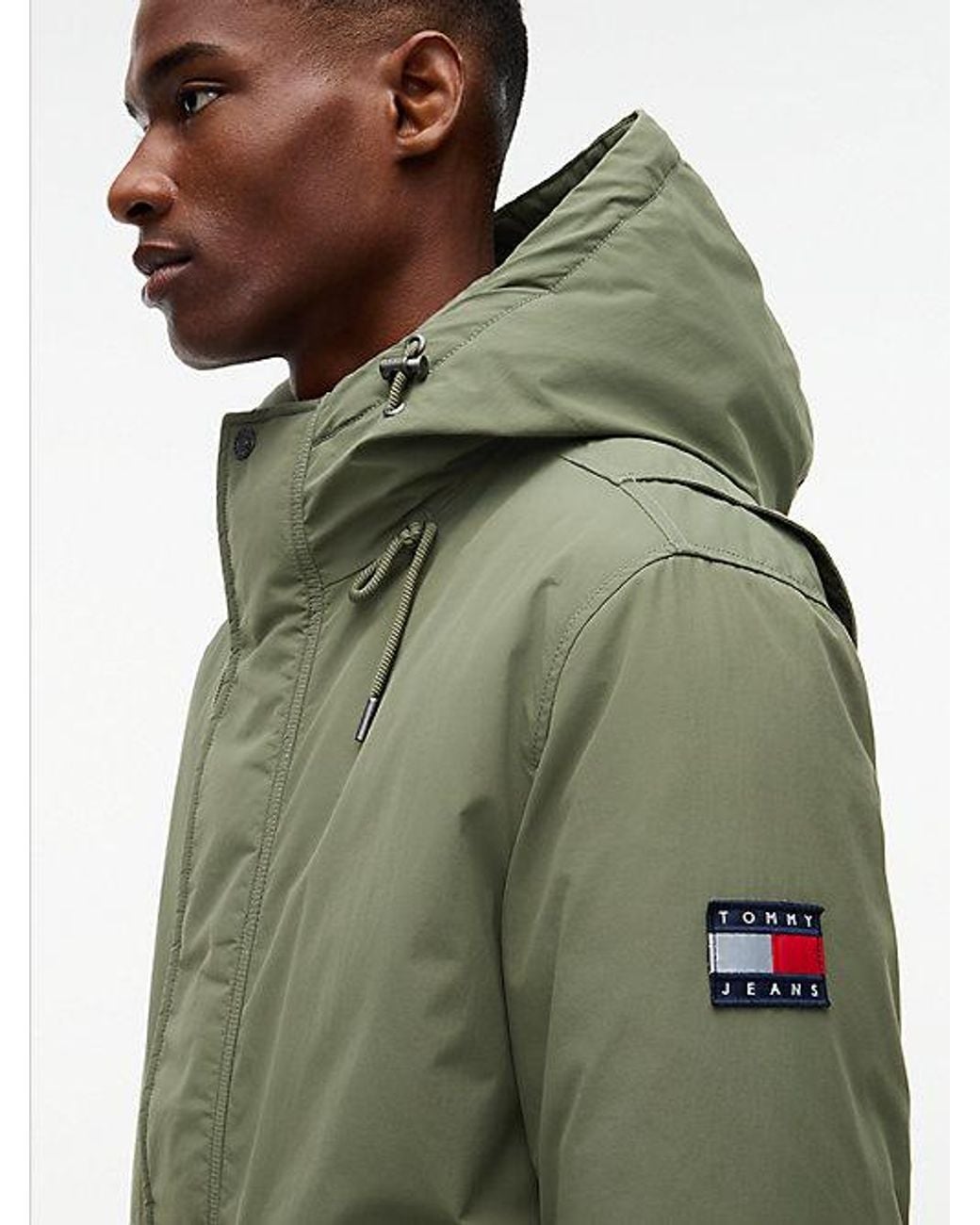 Tommy Hilfiger Green Tommy Jeans Water Resistant Padded Hooded Bomber Jacket for men