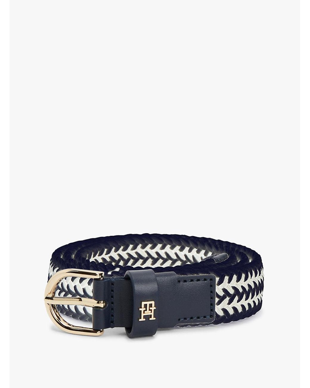 Tommy Hilfiger Blue Essential Th Monogram Braided Elastic Belt