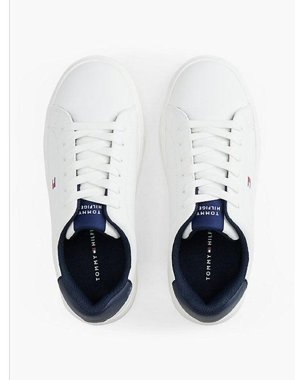 Tommy Hilfiger White Flag Logo Lace Up Trainers