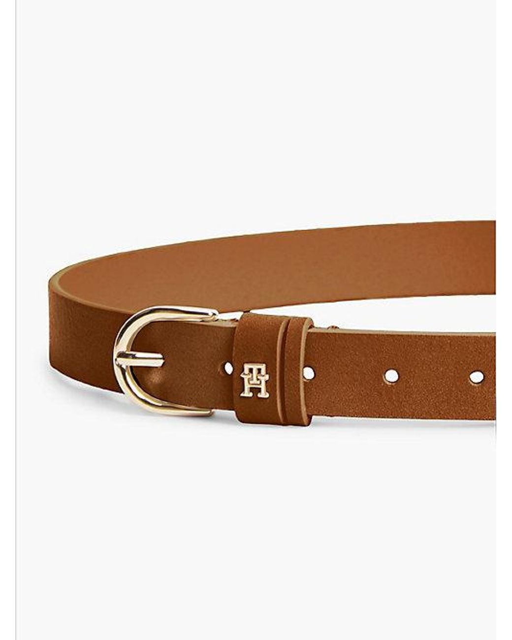 Tommy Hilfiger Brown Essential Rounded Buckle Suede Belt
