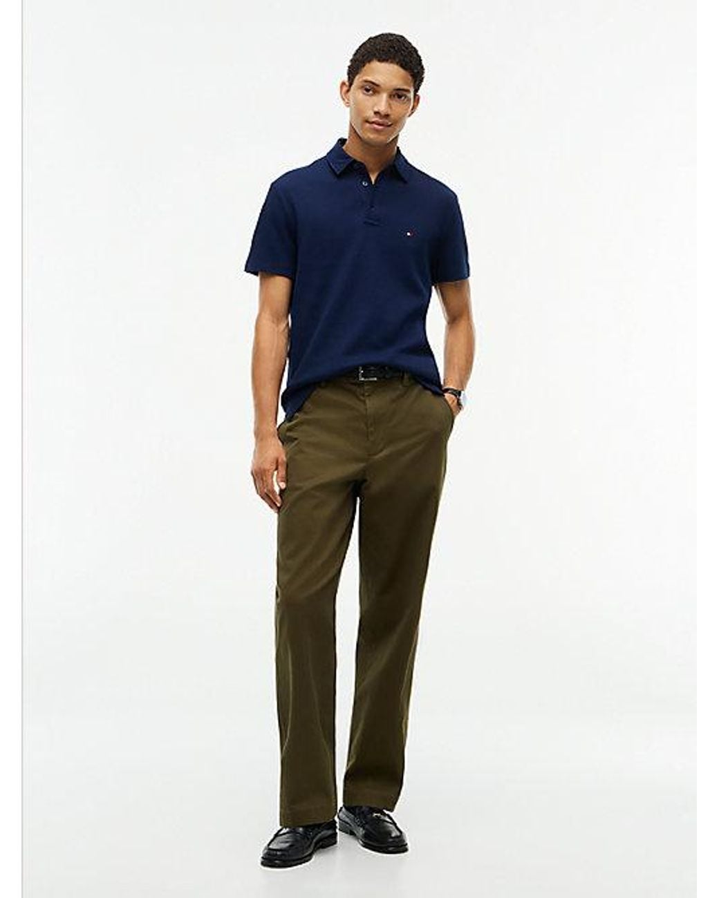 Tommy Hilfiger Blue Regular Fit Waffle Knit Polo Shirt for men