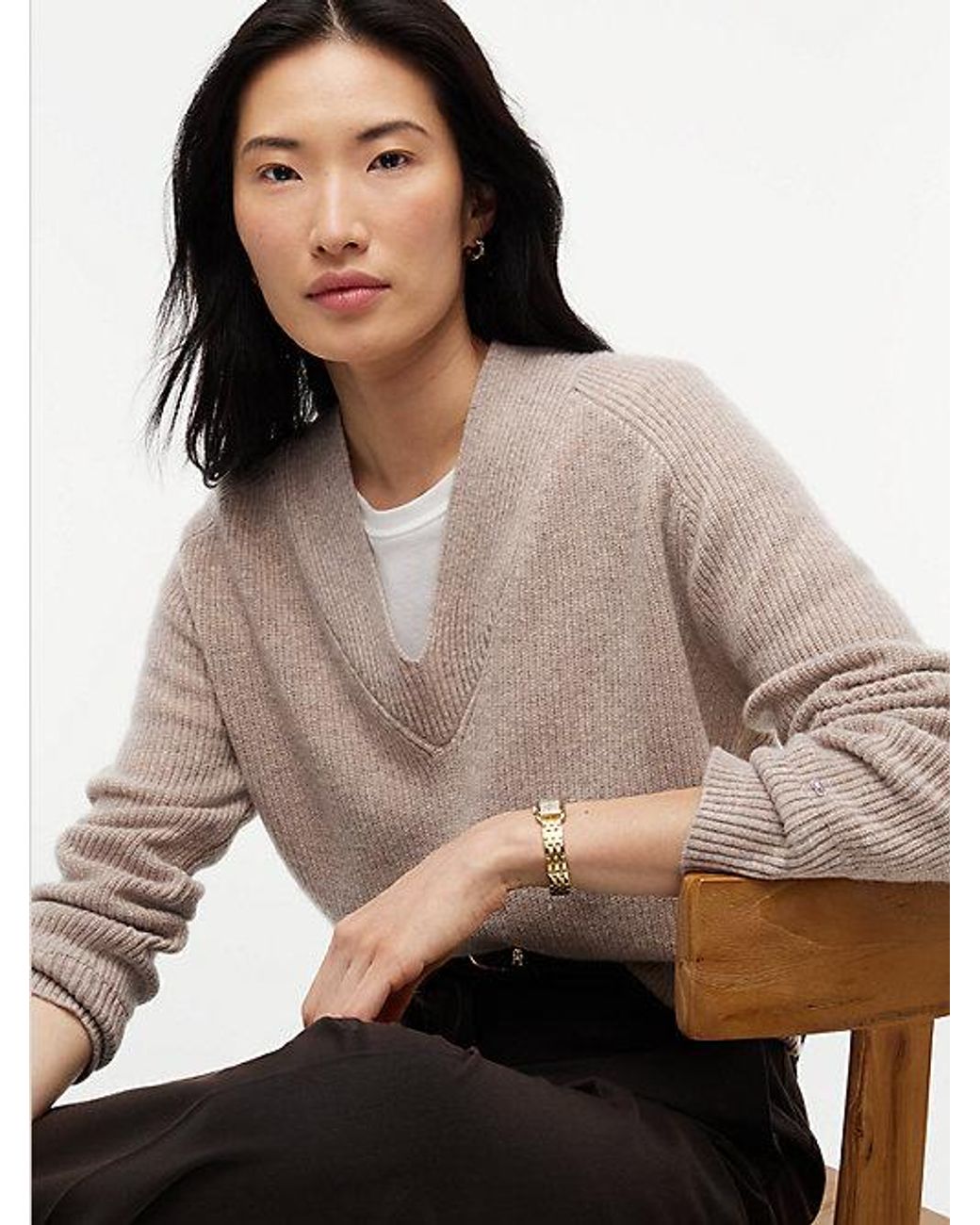 Tommy Hilfiger Natural Pure Wool V Neck Jumper