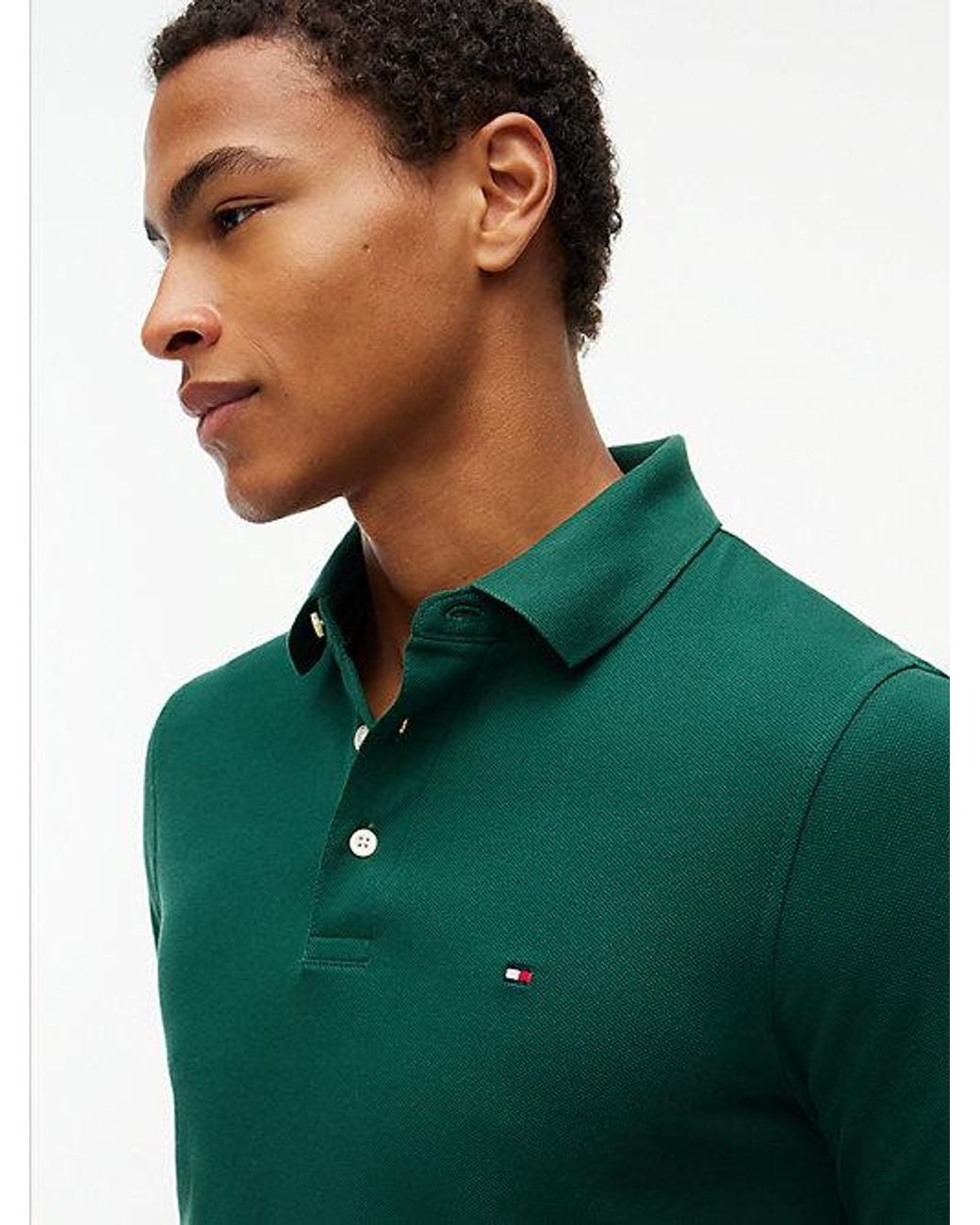 Tommy Hilfiger Green 1985 Slim Fit Long Sleeve Polo Shirt for men