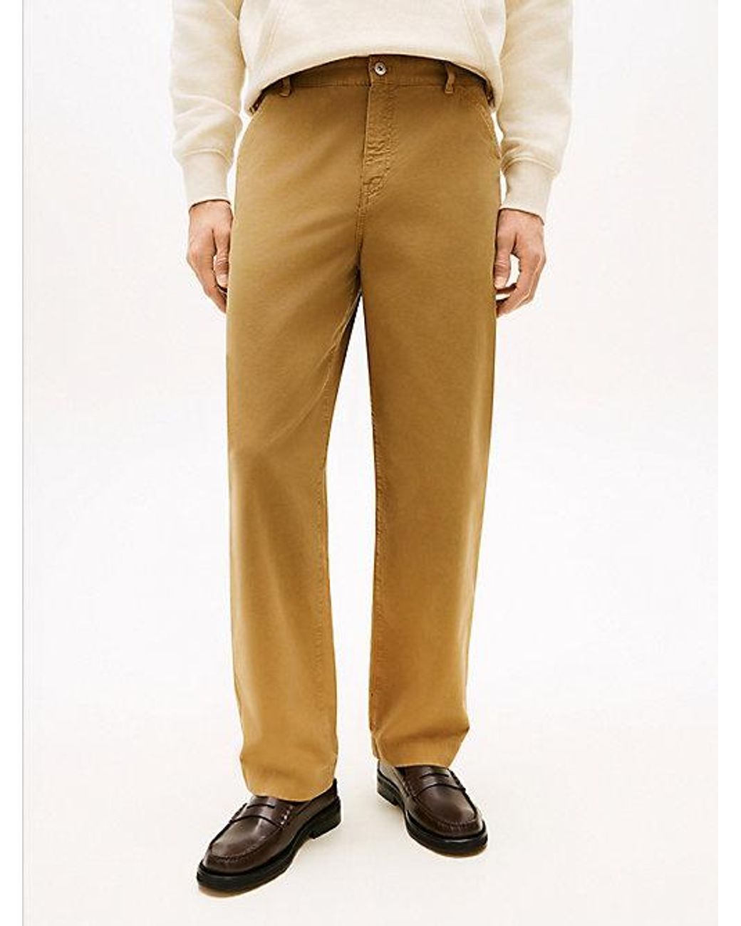 Tommy Hilfiger Natural Straight Washed Canvas Carpenter Trousers for men