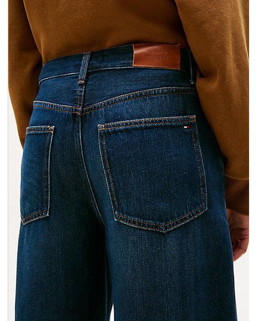 Tommy Hilfiger Blue Mid Rise Relaxed Barrel Leg Jeans