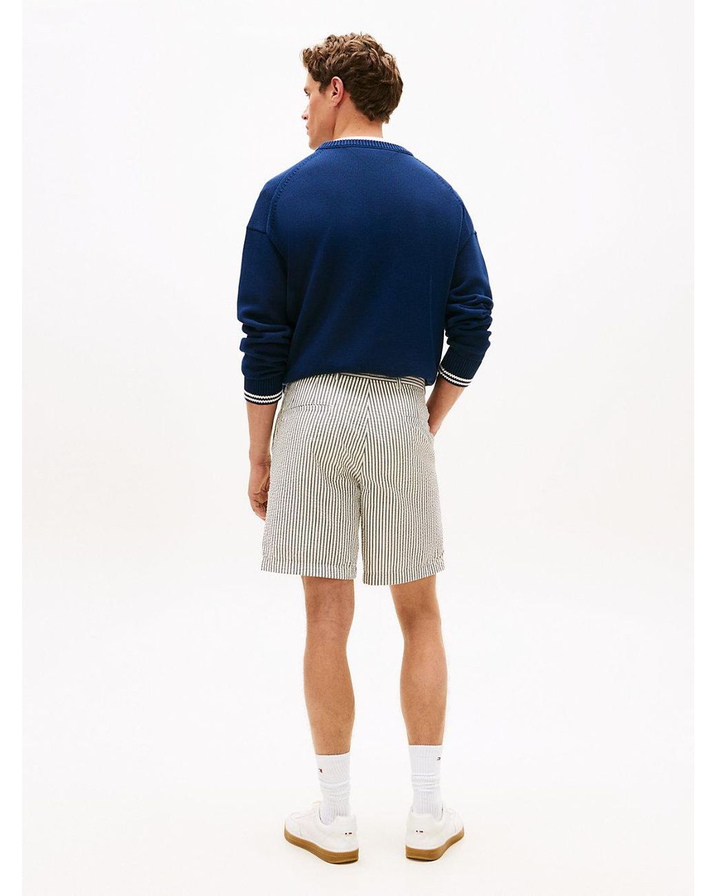 Tommy Hilfiger Blue Dover Seersucker Stripe Regular Fit Chino Shorts for men