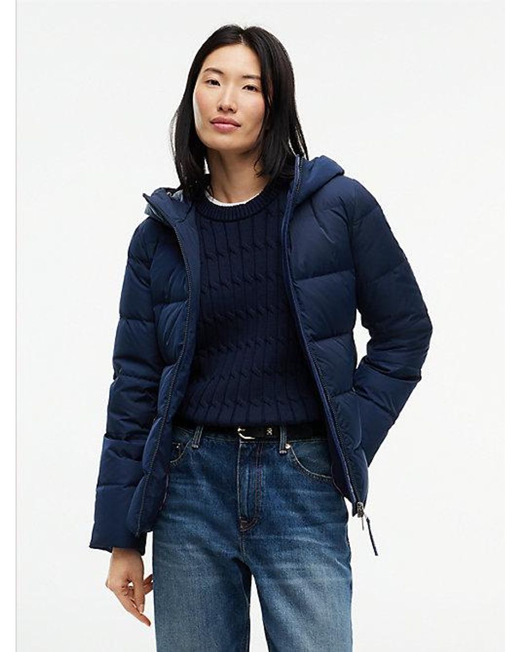 Tommy Hilfiger Blue Slim Down Hooded Jacket