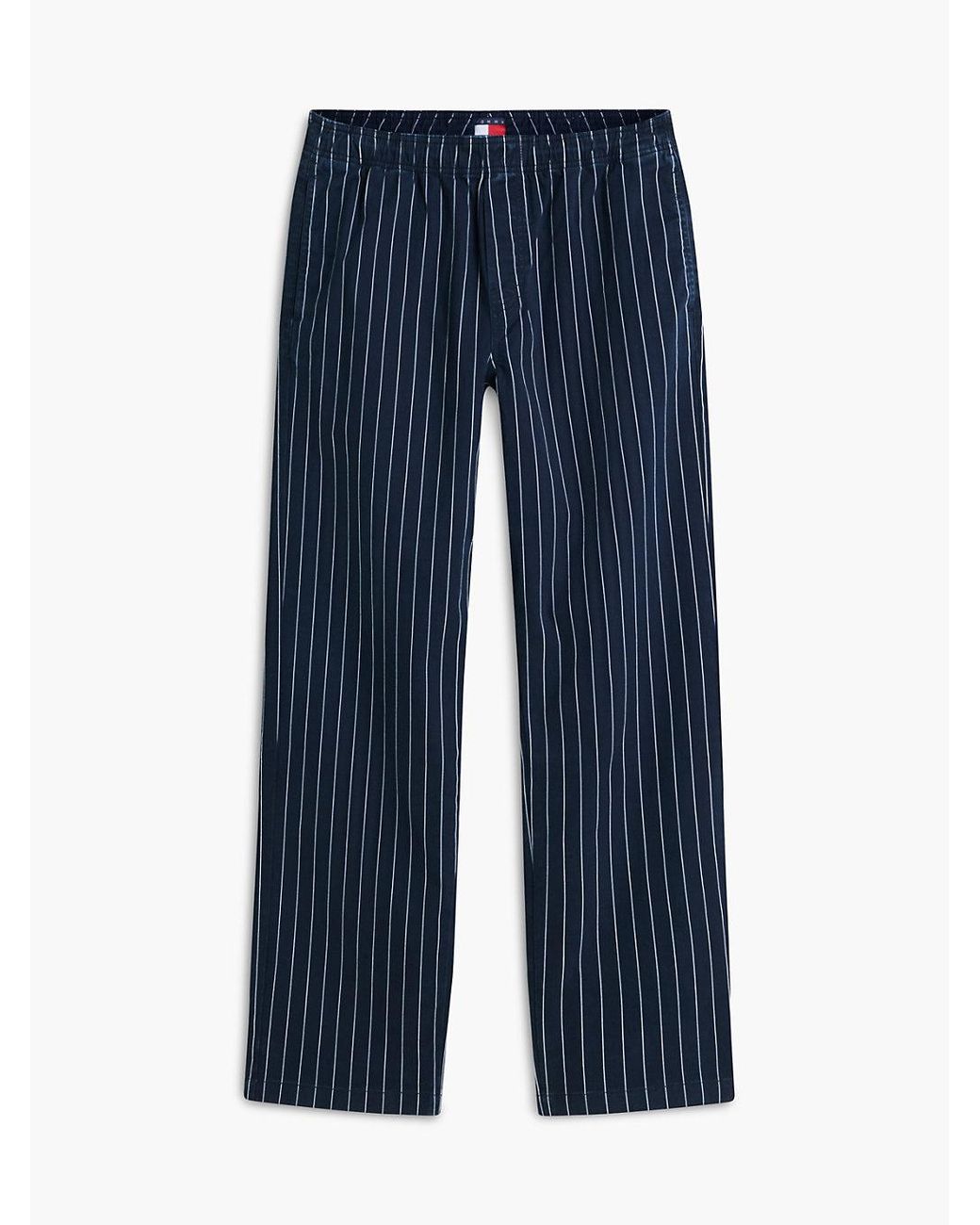 Tommy Hilfiger Blue Jaimie Relaxed Pinstripe Twill Trousers for men