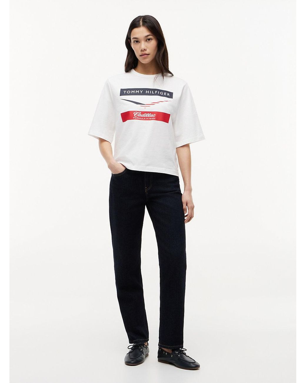 Tommy Hilfiger White Th X Cadillac Formula 1 Team Chevron T-Shirt