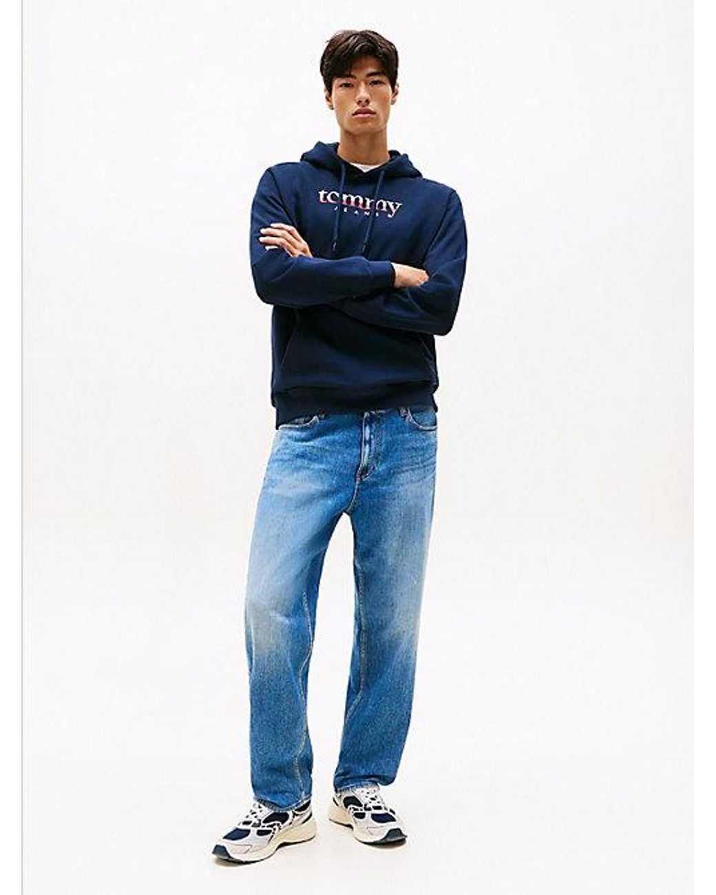Tommy Hilfiger Blue Logo Drawstring Terry Hoody for men