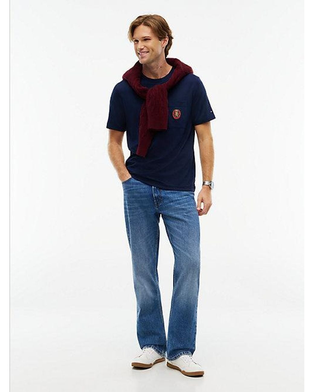 Tommy Hilfiger Blue Crest Pocket Fluid Cotton T-Shirt for men