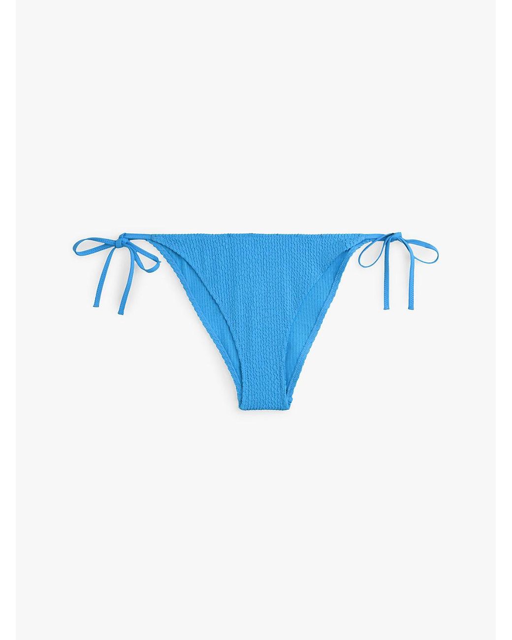 Tommy Hilfiger Blue Crinkle Texture Side Tie Bikini Bottoms
