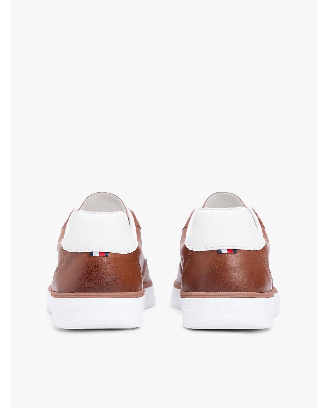 Tommy Hilfiger Brown Luxe Metallic Logo Leather Trainers for men