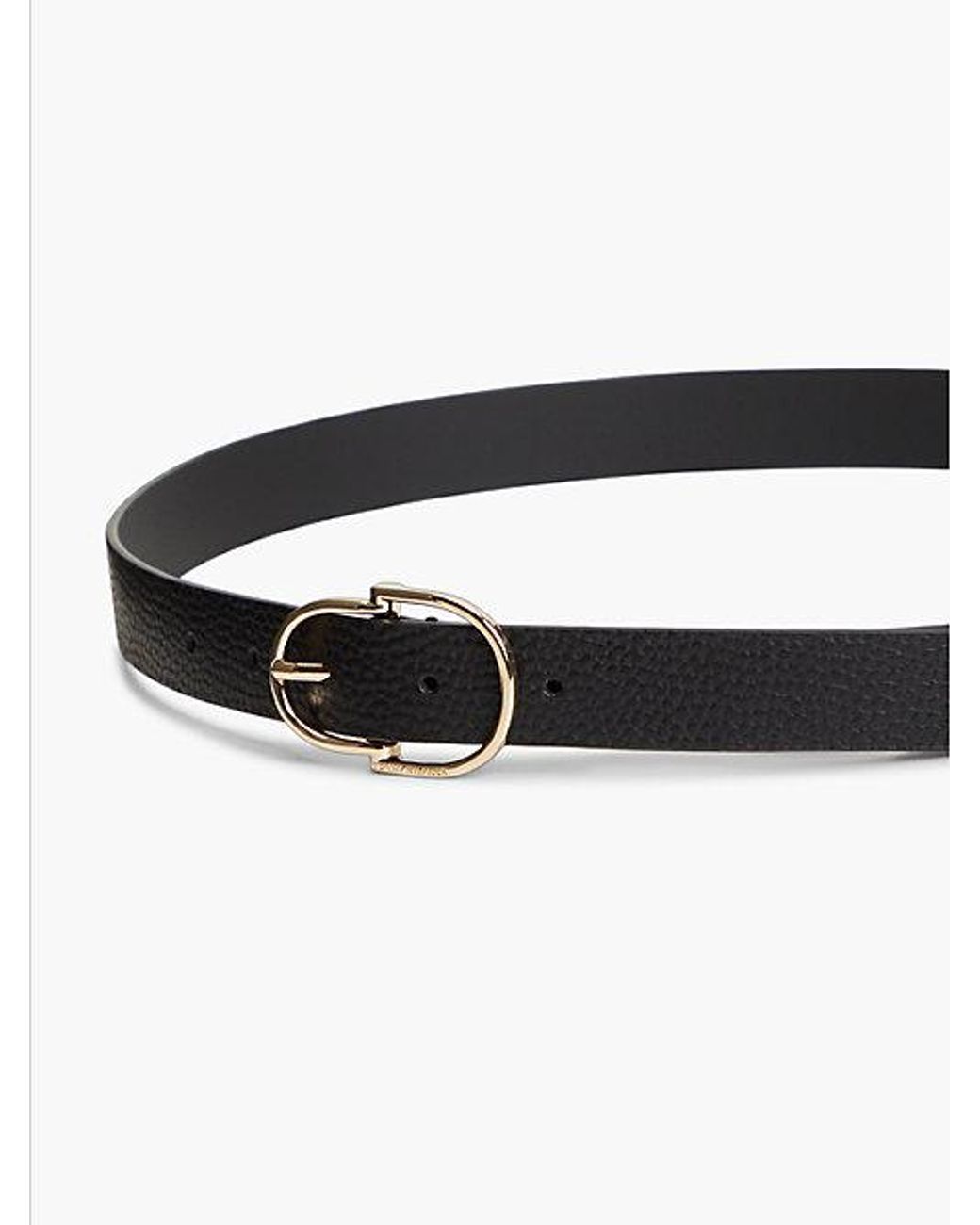 Tommy Hilfiger Black Pebble Grain Leather Double Loop Belt