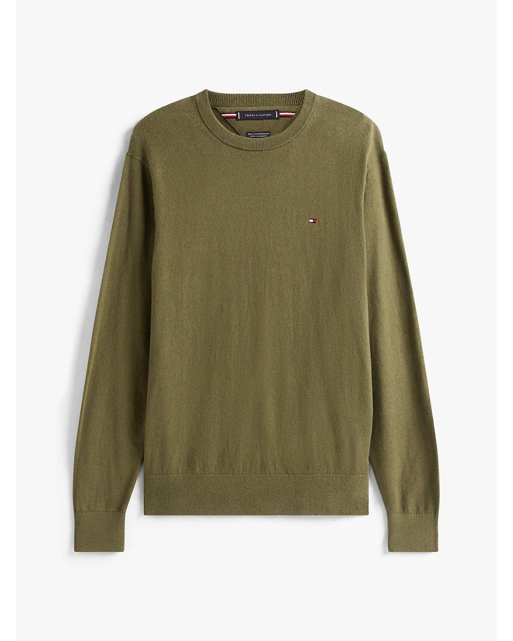 Tommy Hilfiger Green Crew Neck Jumper With Cashmere for men