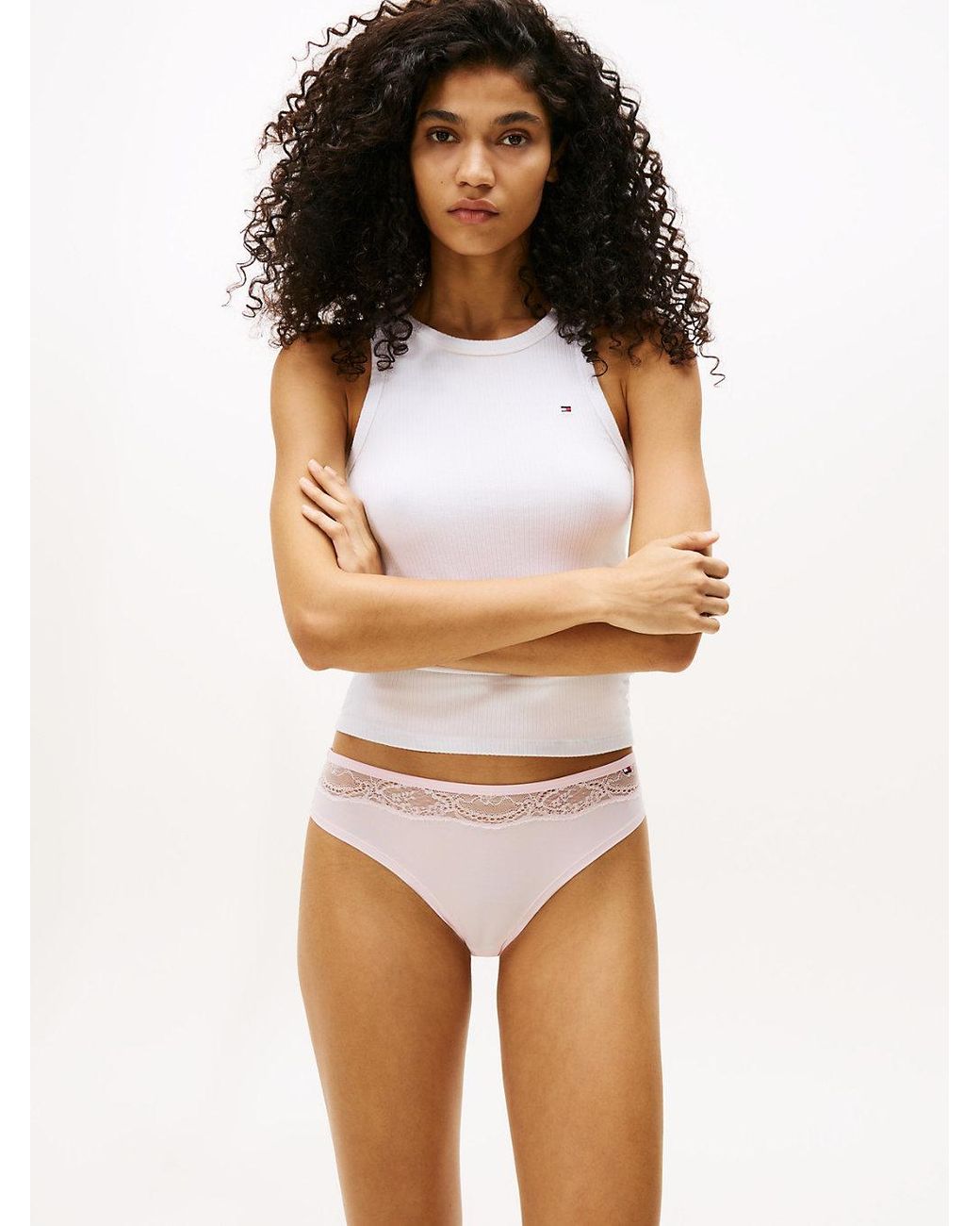 Tommy Hilfiger White Lace Trim Microfibre Briefs