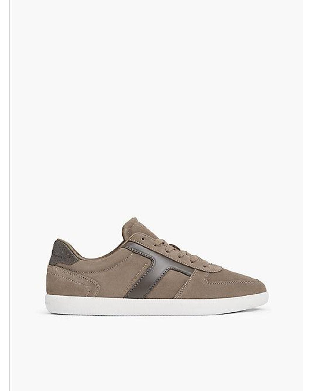 Tommy Hilfiger Brown Th Tribeca Suede Contrast Heel Trainers for men