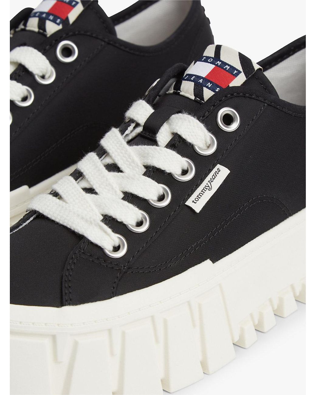 Tommy Hilfiger White Zebra Print Logo Platform Cupsole Trainers