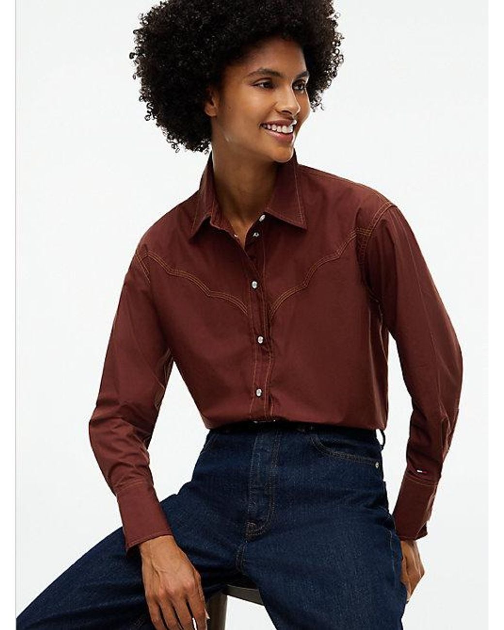 Tommy Hilfiger Red Tommy Jeans Western Poplin Shirt