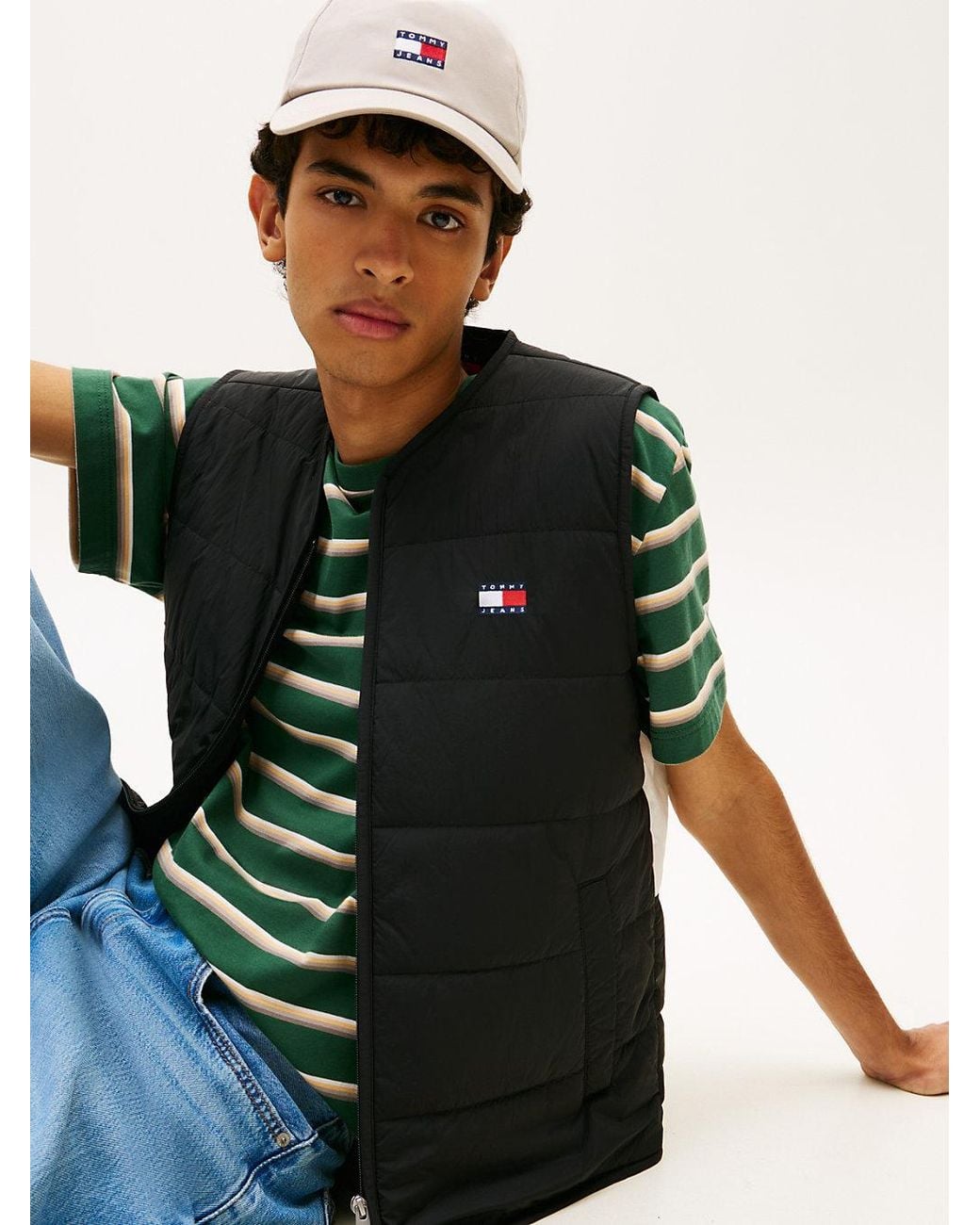 Tommy Hilfiger Green Water Repellent Colour-Blocked Back Logo Gilet for men