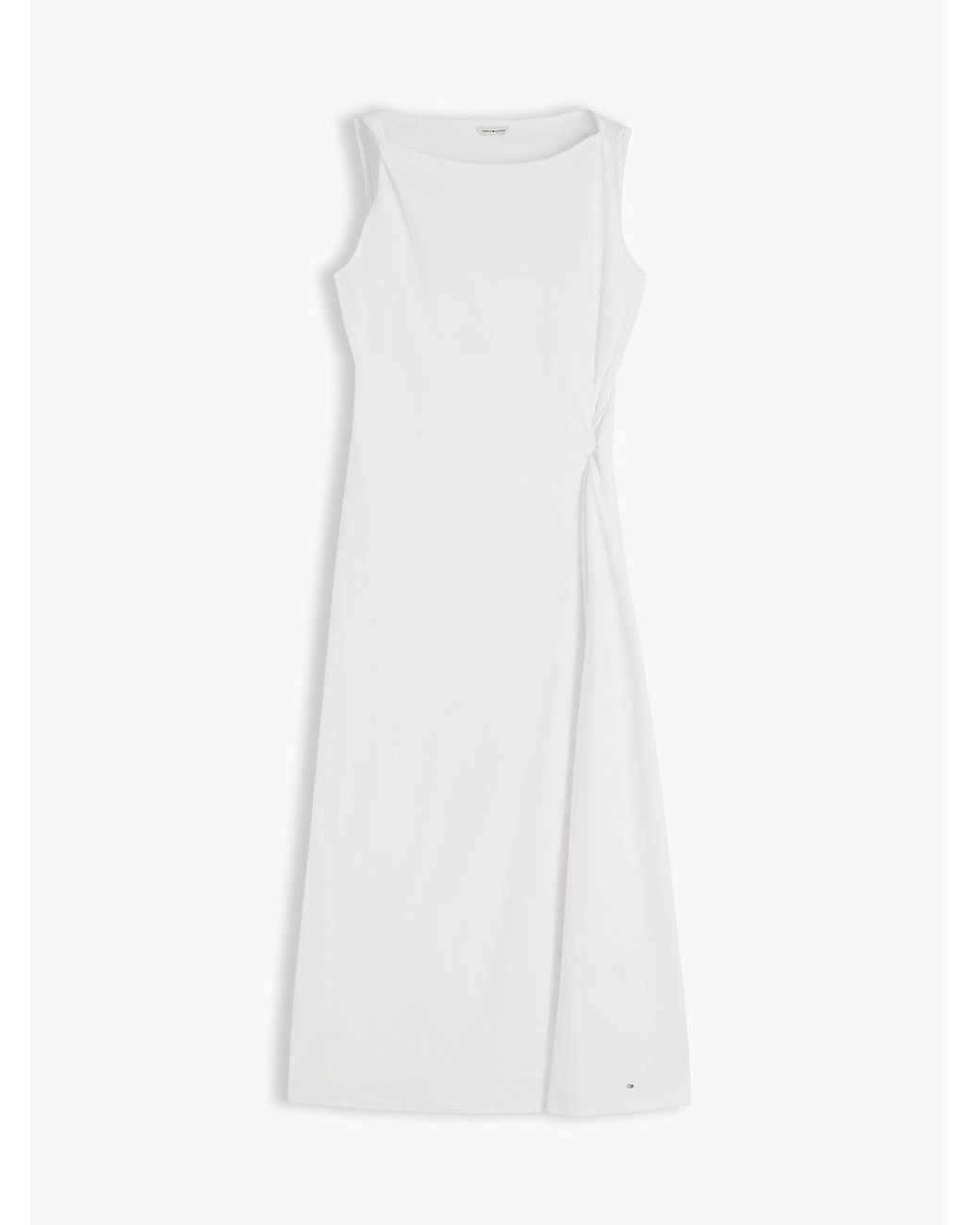 Tommy Hilfiger White Knot Interlock Knit Midi Dress