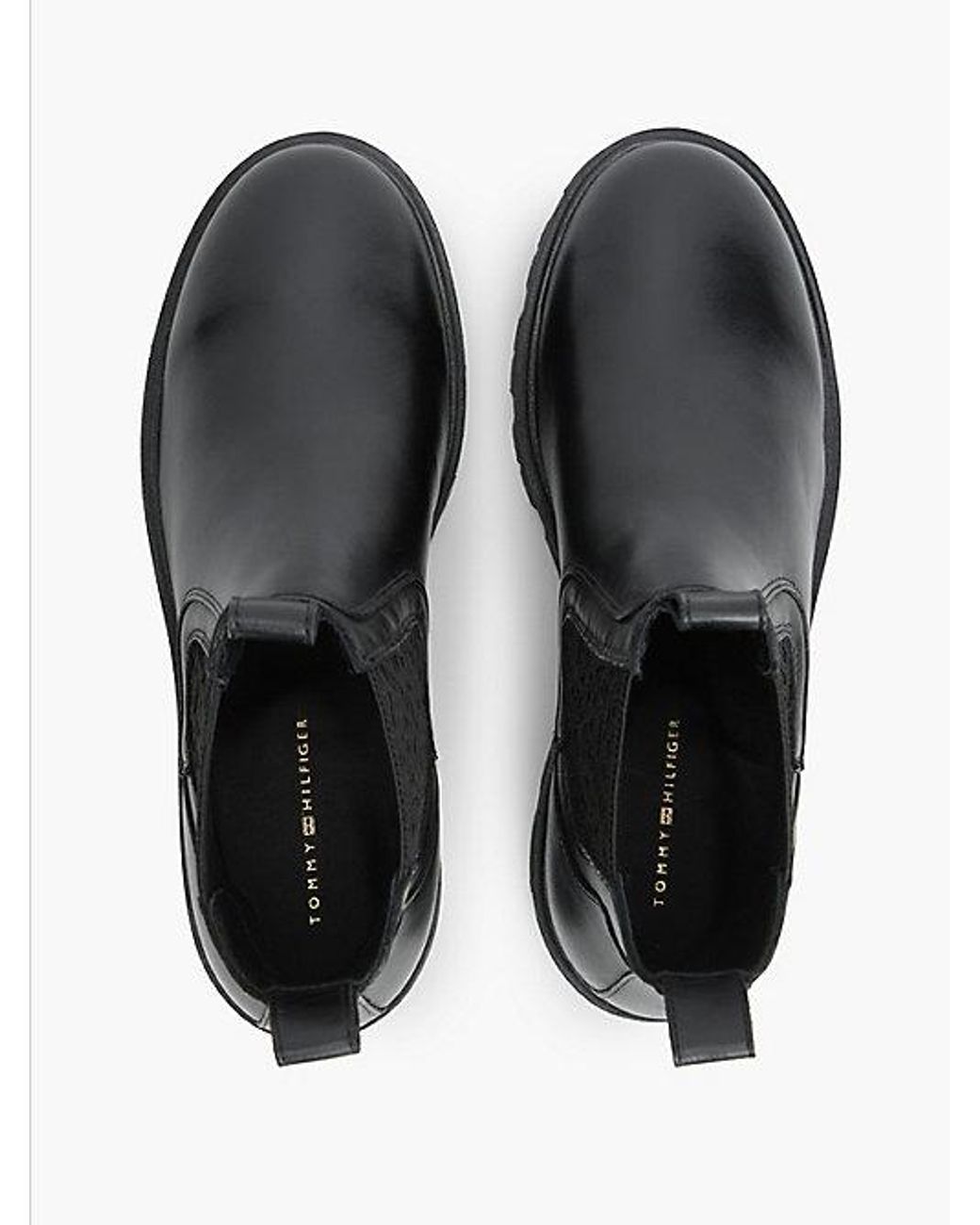 Tommy Hilfiger Black Leather Th Monogram Panel Chelsea Boots