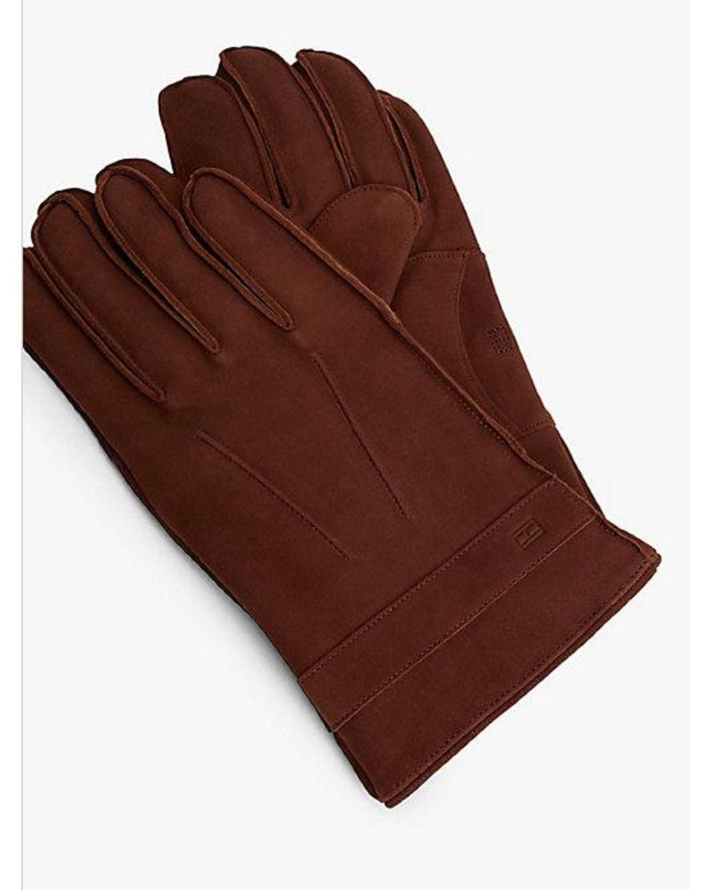 Tommy Hilfiger Brown Hilfiger Flag Leather Gloves for men