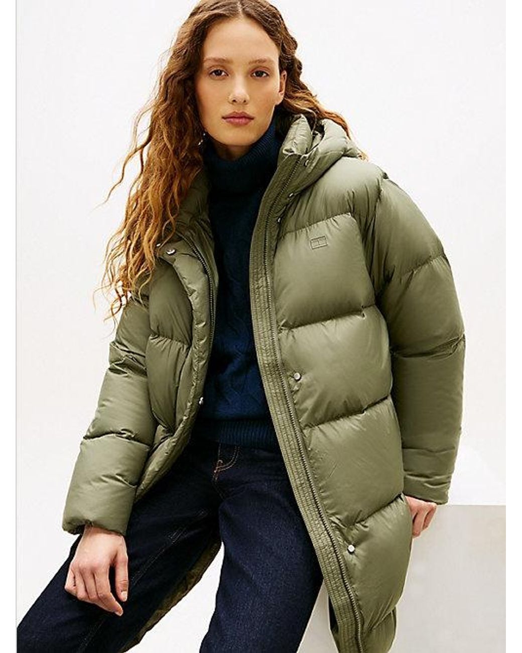 Tommy Hilfiger Green Water Repellent Down Hooded Coat