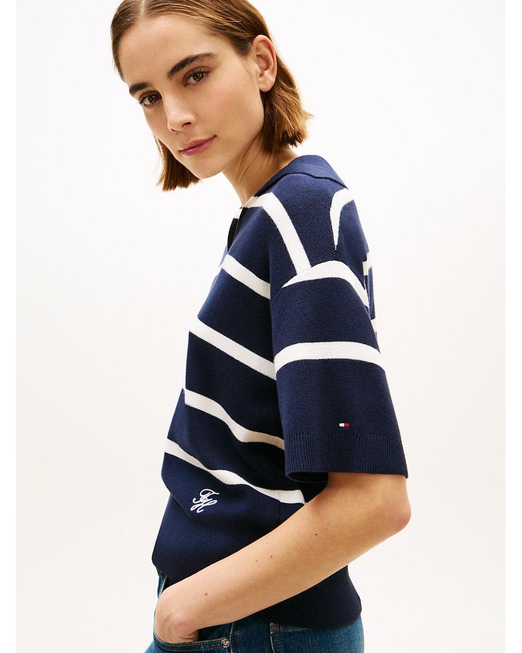 Tommy Hilfiger Blue Premium Knit Relaxed Polo Jumper