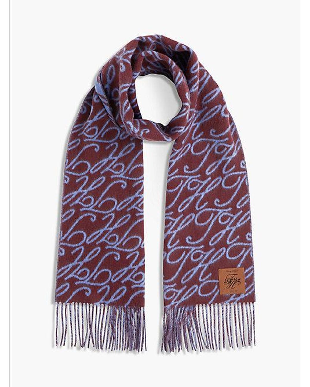 Tommy Hilfiger Purple Pure Wool Logo Print Scarf