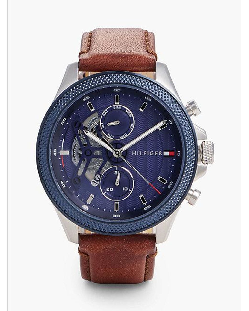Tommy Hilfiger Blue Dial Leather Strap Watch for men
