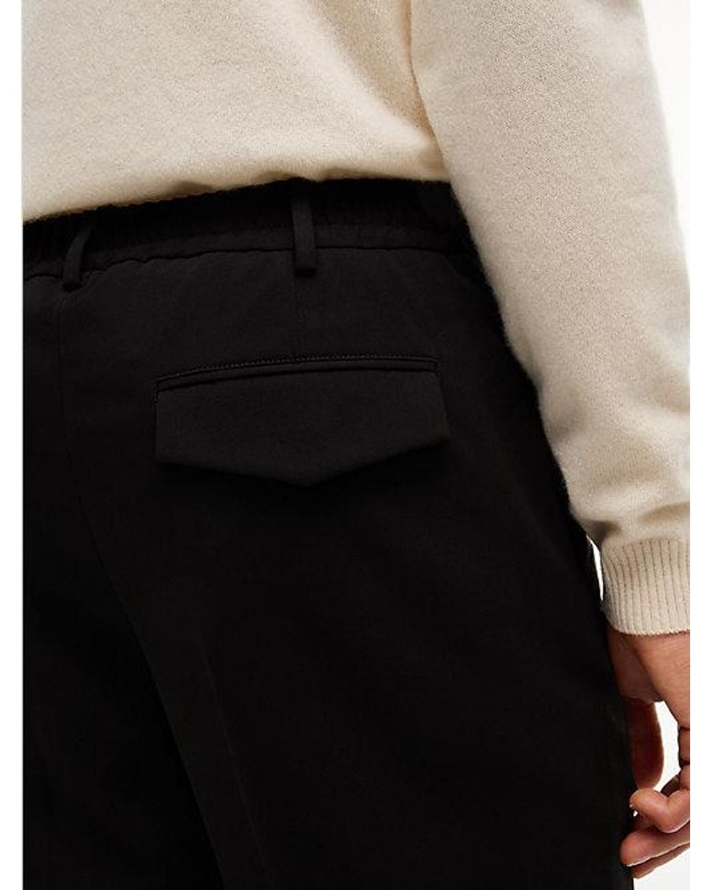 Tommy Hilfiger Black Tech Twill Trousers With Wool for men