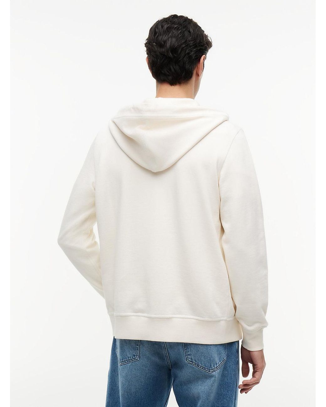 Tommy Hilfiger White Flag Embroidery French Terry Zip-Thru Hoody for men