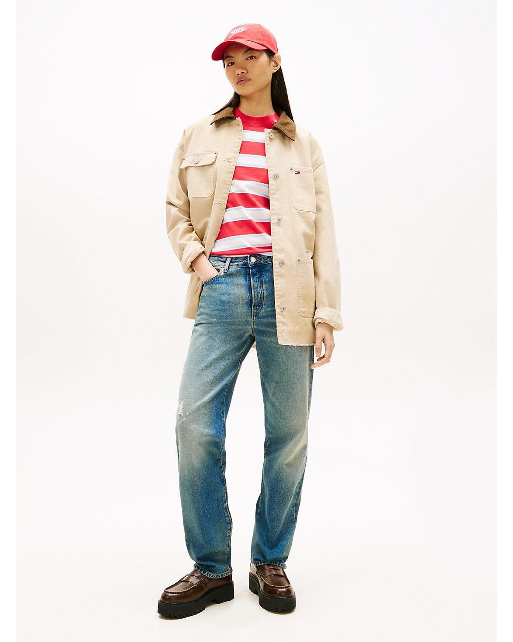 Tommy Hilfiger Blue Distressed Mid Rise Slim Straight Leg Jeans