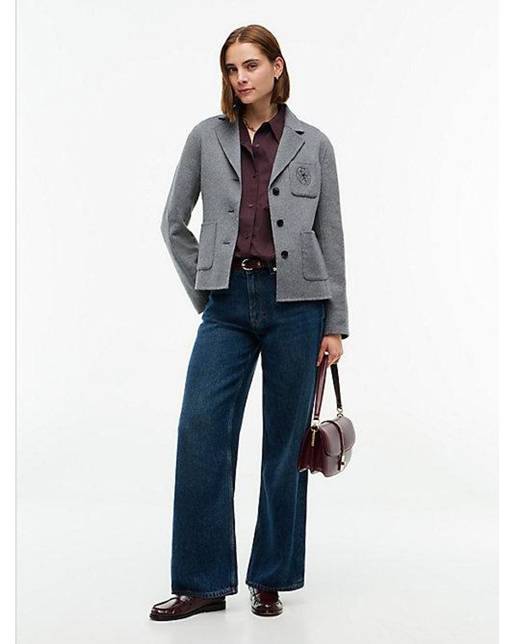 Tommy Hilfiger Gray Wool Blend Slim Single Breasted Jacket