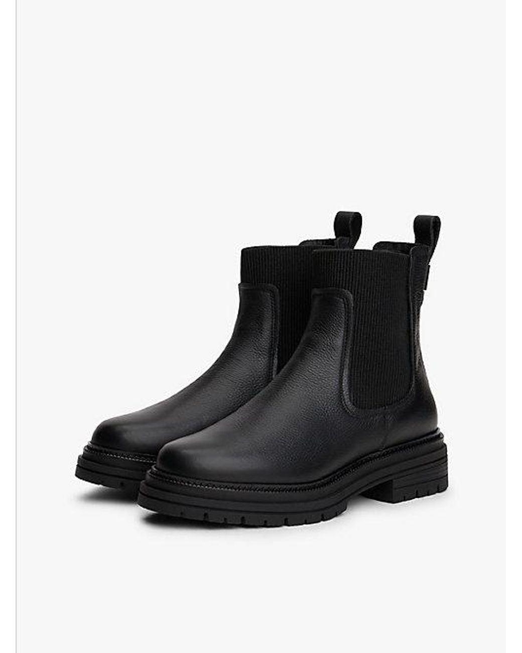 Tommy Hilfiger Black Pebble Grain Leather Warm Lined Chelsea Boots