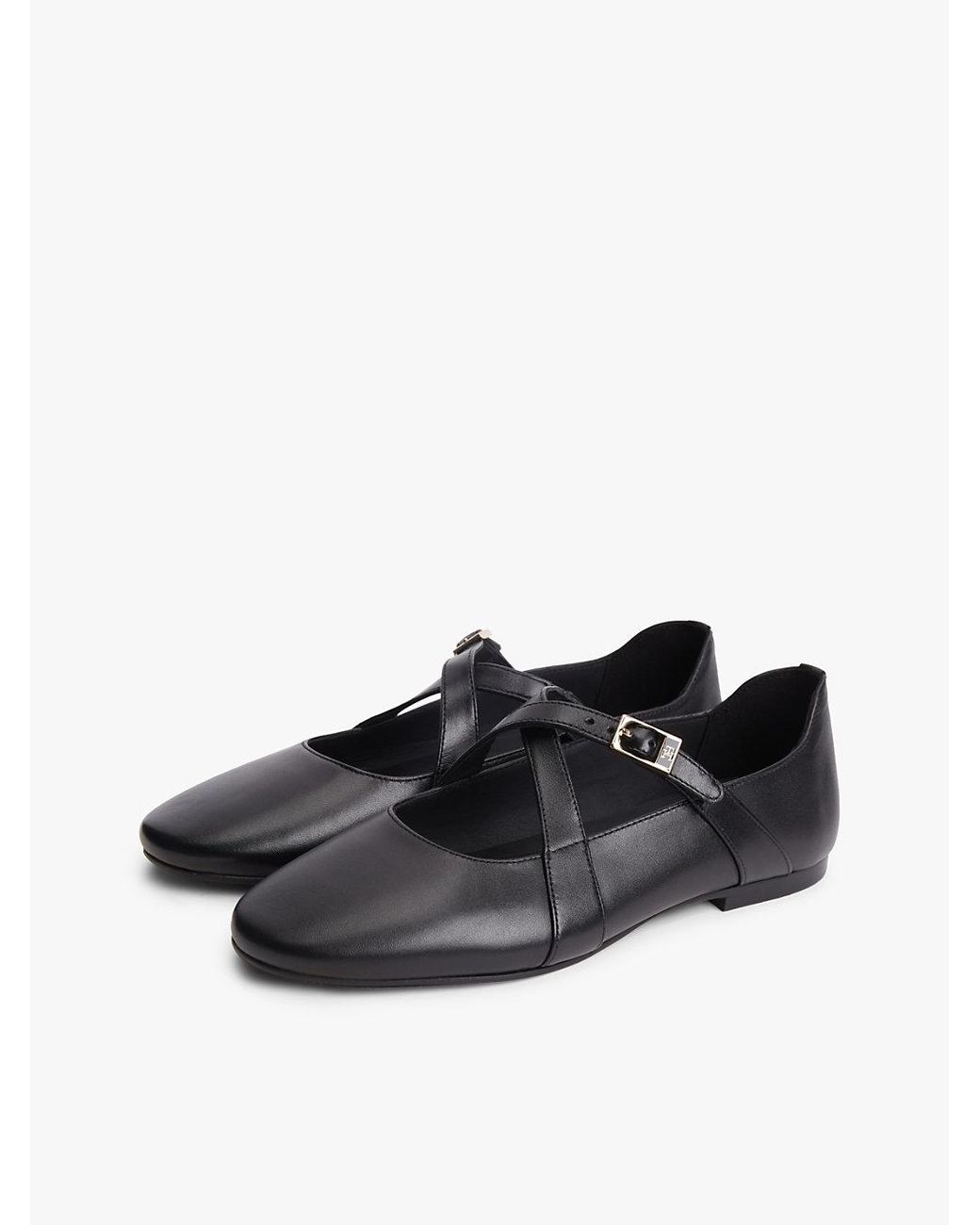 Tommy Hilfiger White Crossover Strap Leather Mary Janes
