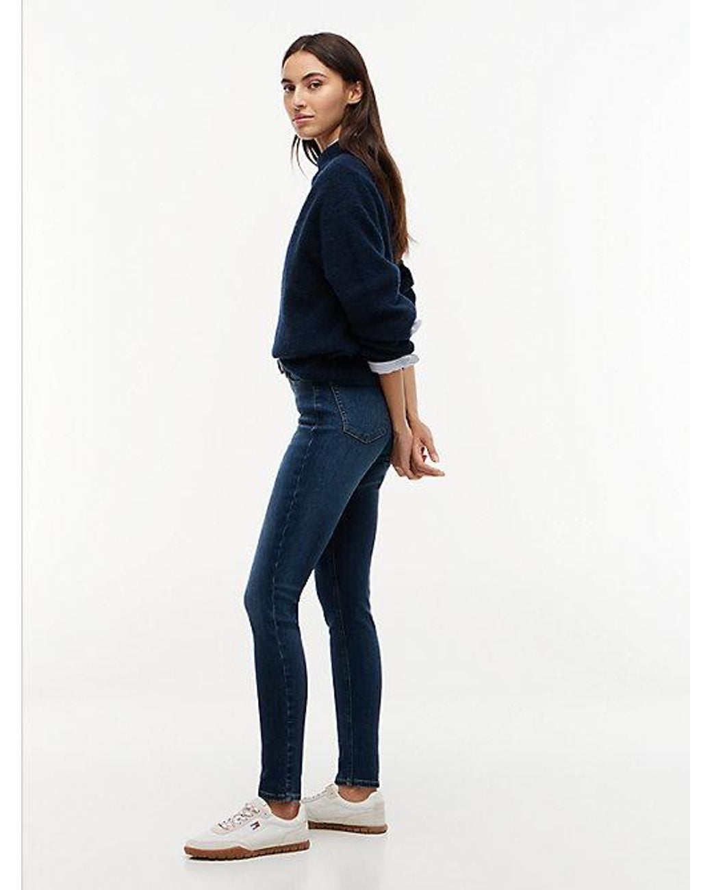 Tommy Hilfiger Blue Tommy Jeans Nora Mid Rise Skinny Whiskered Jeans