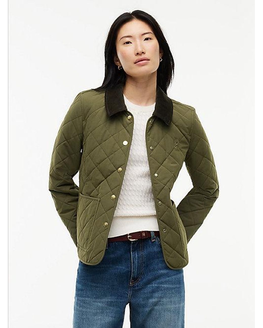 Tommy Hilfiger Green Padded Diamond Quilted Slim Jacket