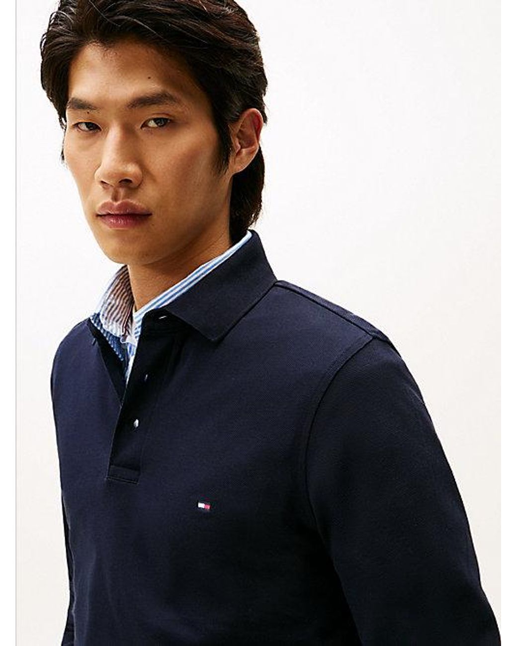 Tommy Hilfiger Blue 1985 Slim Fit Long Sleeve Polo Shirt for men