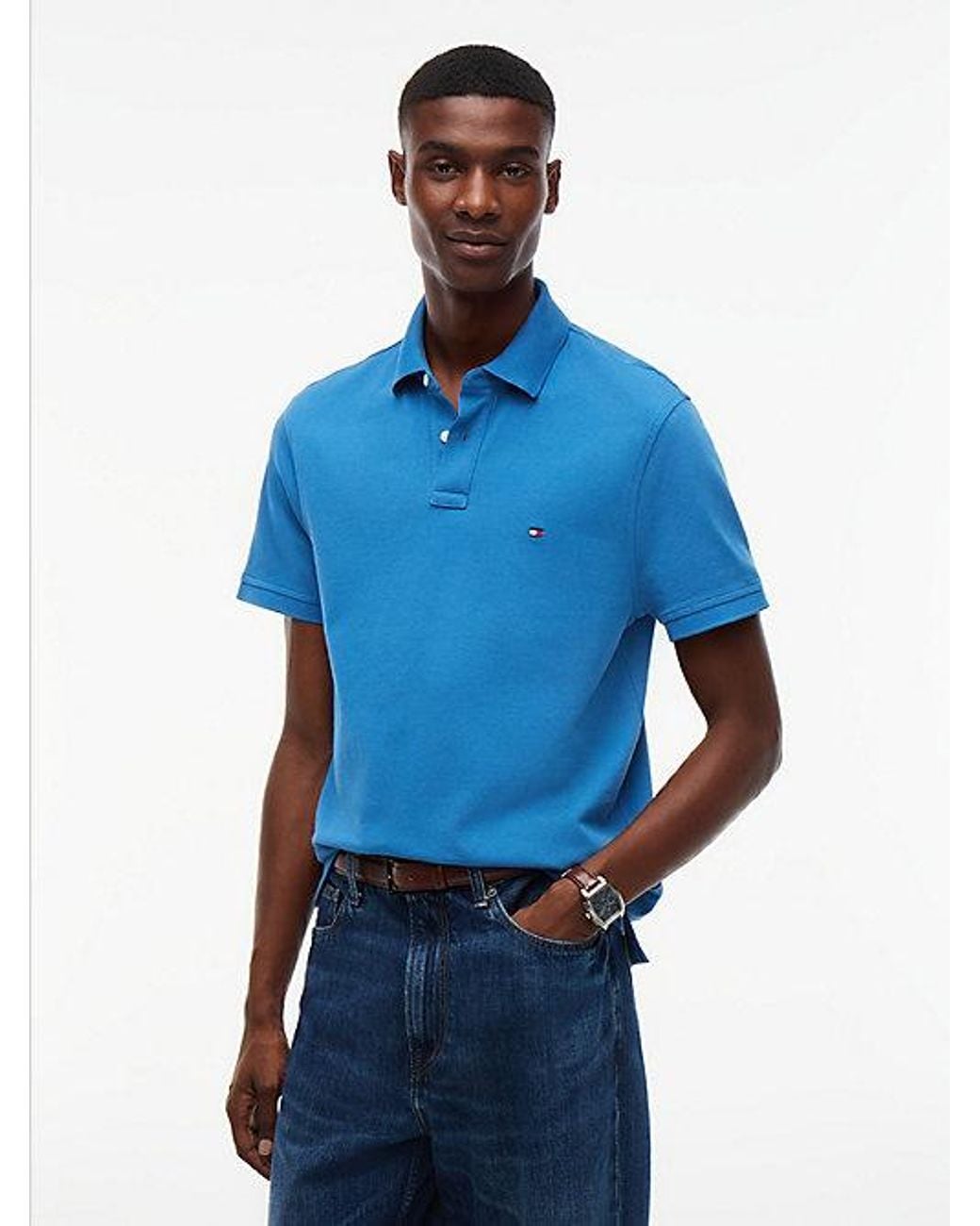 Tommy Hilfiger Blue 1985 Slim Fit Pique Polo Shirt for men