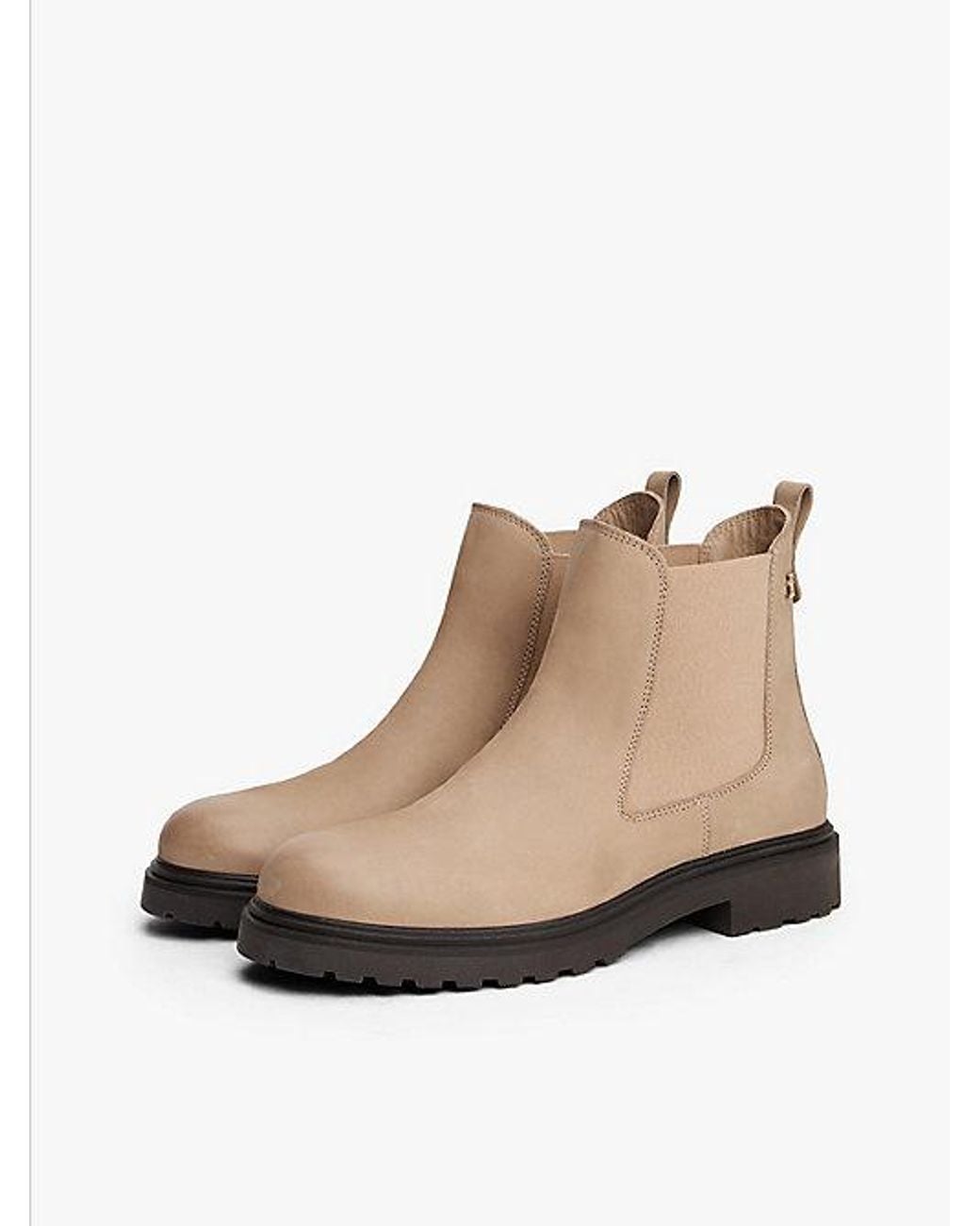 Tommy Hilfiger Natural Leather Cleat Chelsea Boots