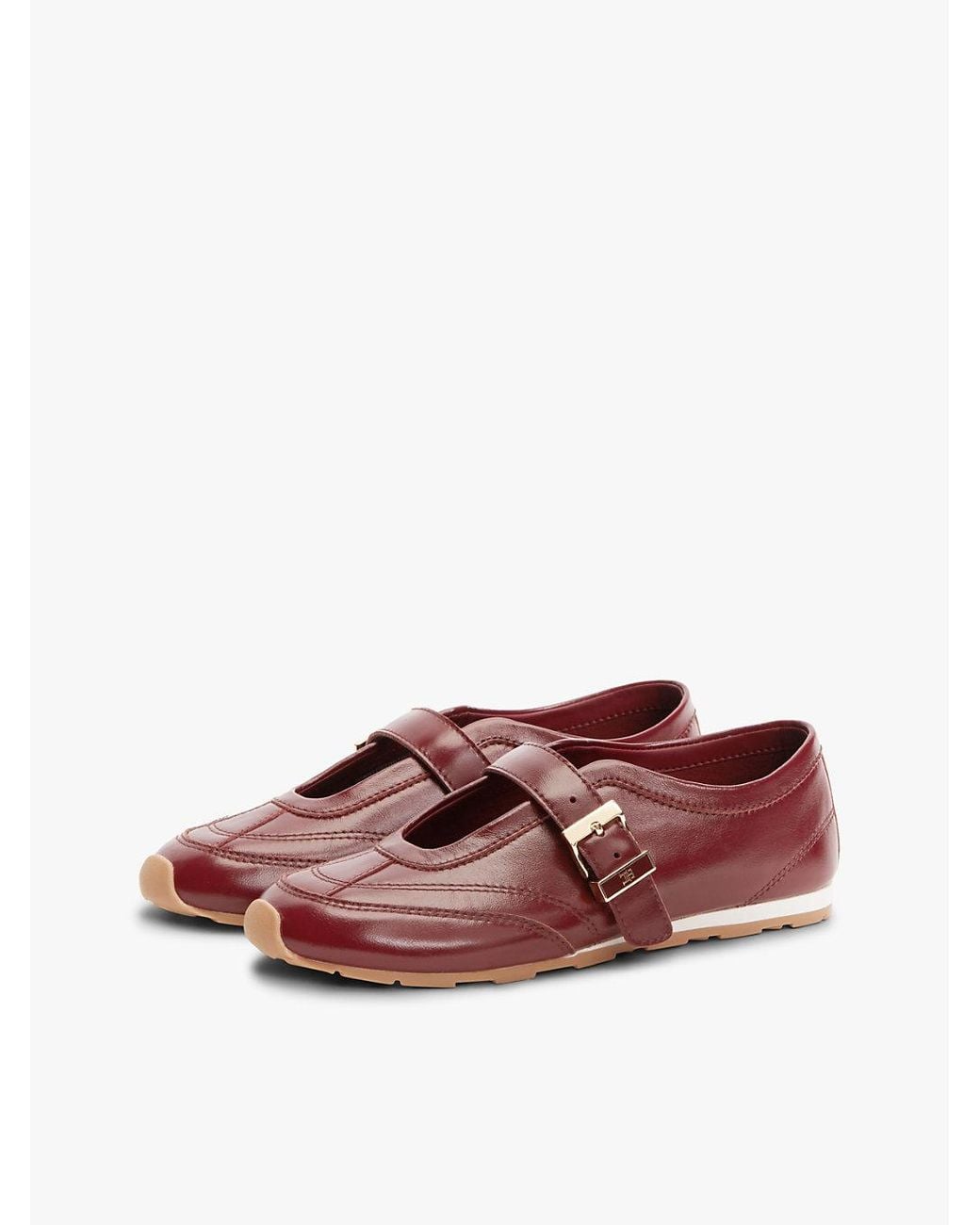 Tommy Hilfiger Red Leather Mary Jane Trainers