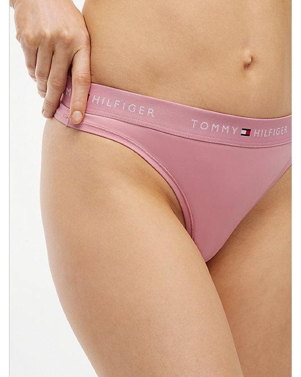 Tommy Hilfiger Pink Signature Logo Microfibre Thong