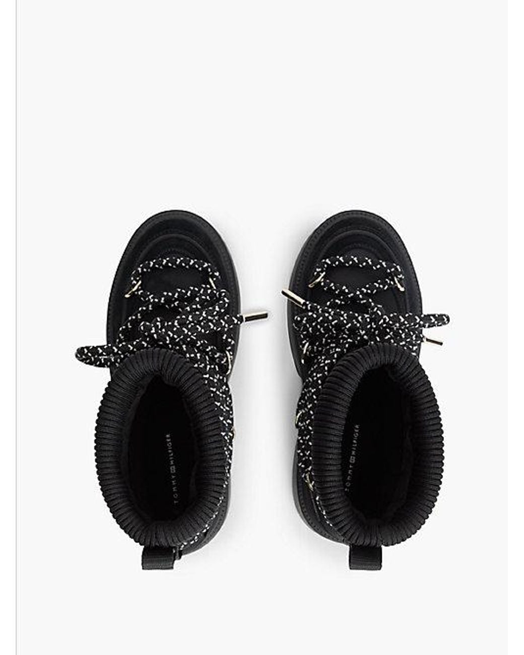 Tommy Hilfiger Black Water Resistant Cleat Lace Up Snow Boots