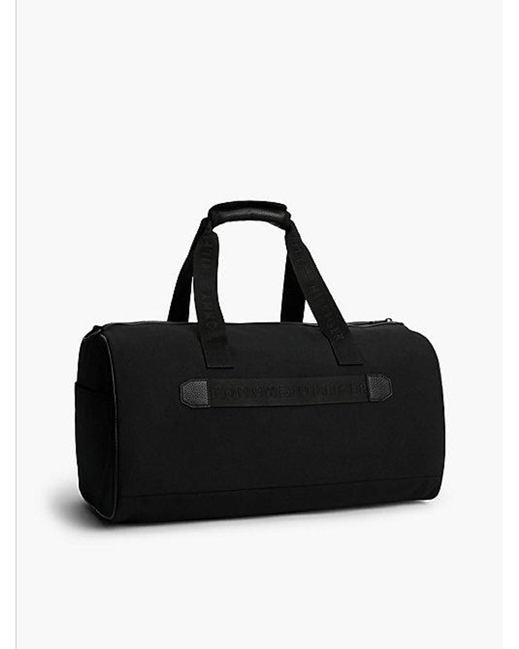 Tommy Hilfiger Black Logo Mixed Texture Duffel Bag for men